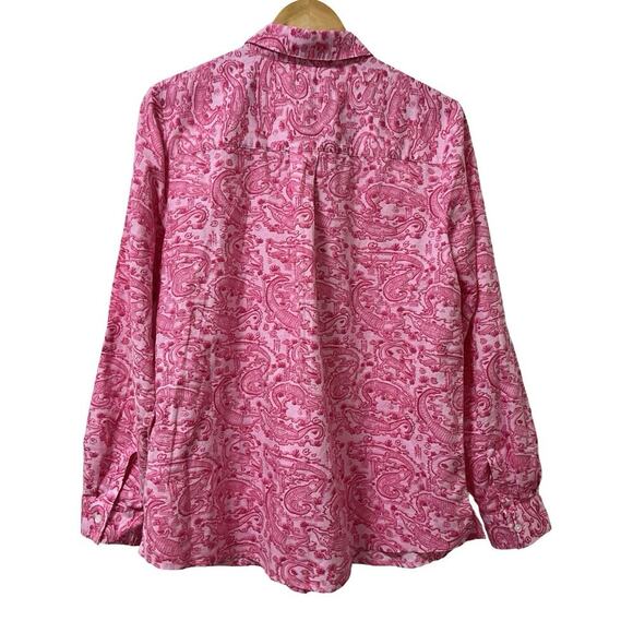 Charter Club Alligator Print Linen Blend Button Up Shirt Size L Vacation Womens - Picture 2 of 10